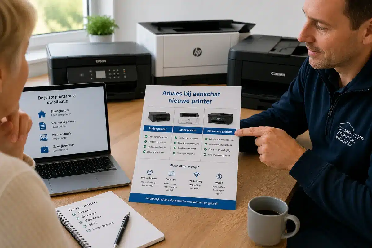 Advies bij aanschaf van een nieuwe printer door Computer Service Noord