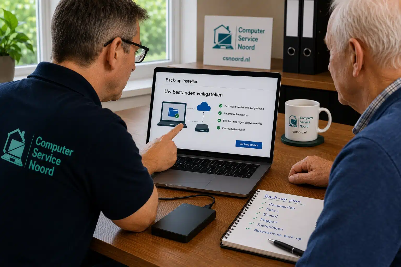 Back-up instellen op een computer met hulp van Computer Service Noord