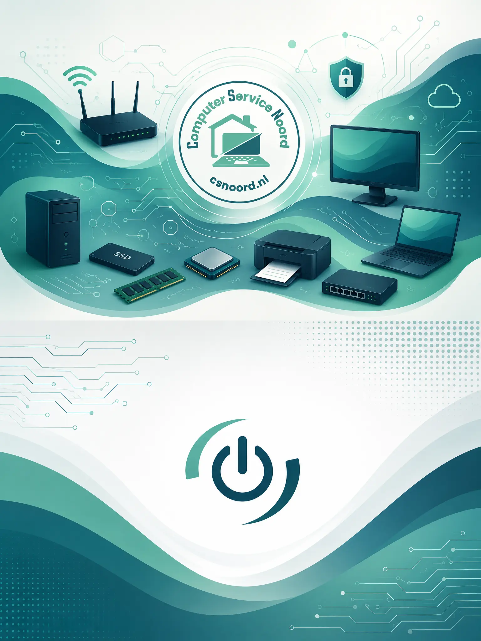 Computermerken, software en netwerkapparatuur die worden ondersteund door Computer Service Noord (CS Noord).