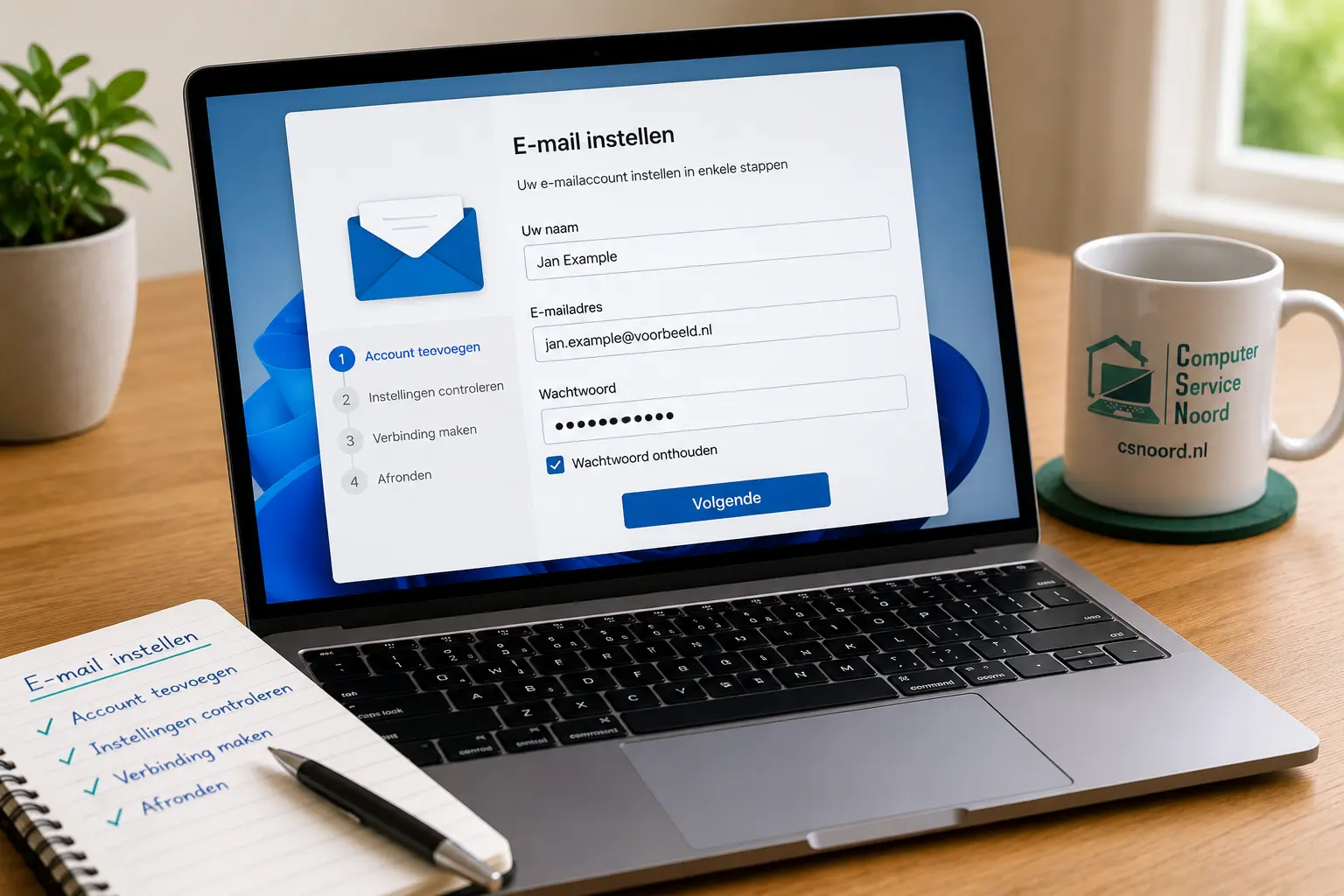 E-mailaccount instellen op een computer met hulp van Computer Service Noord