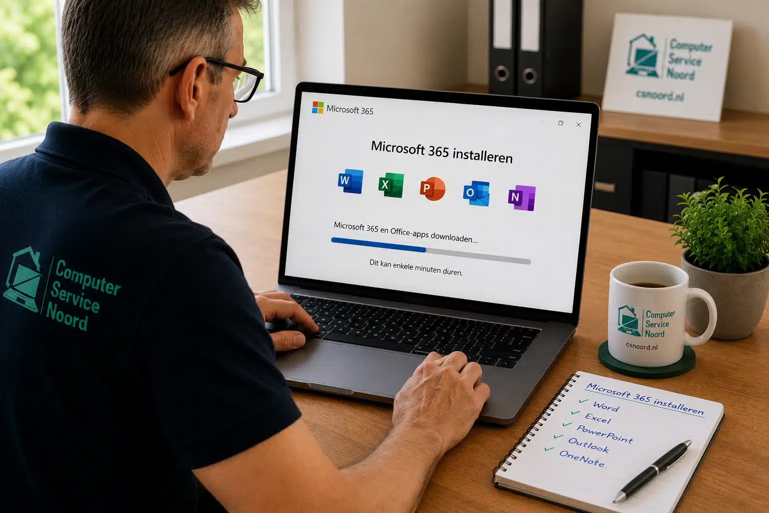 Microsoft 365 installeren op een laptop met hulp van Computer Service Noord