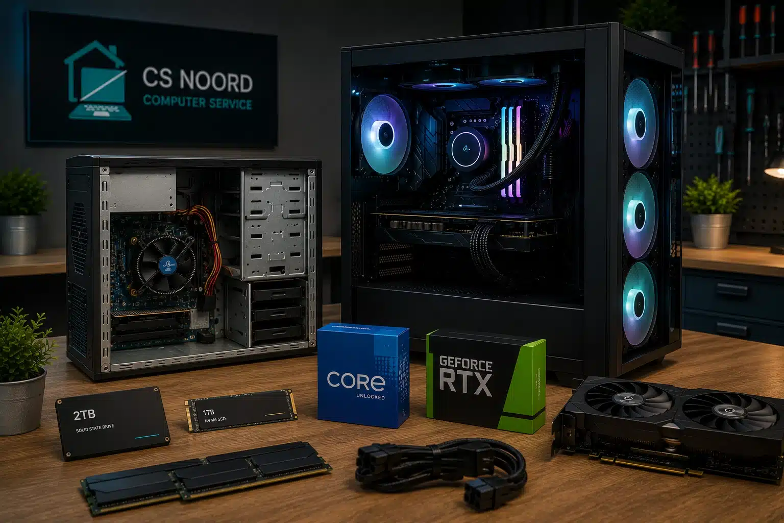 Game PC samengesteld met hoogwaardige nieuwe en zorgvuldig geselecteerde gebruikte onderdelen