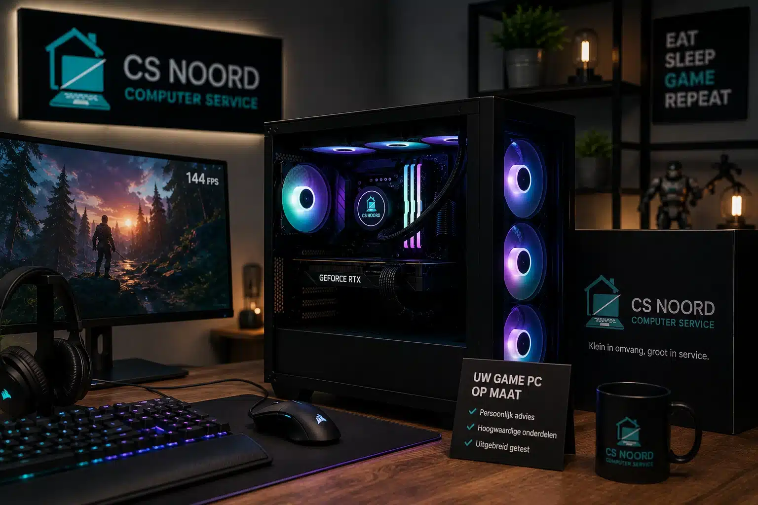 Game PC op maat gereed voor gebruik, gebouwd door Computer Service Noord