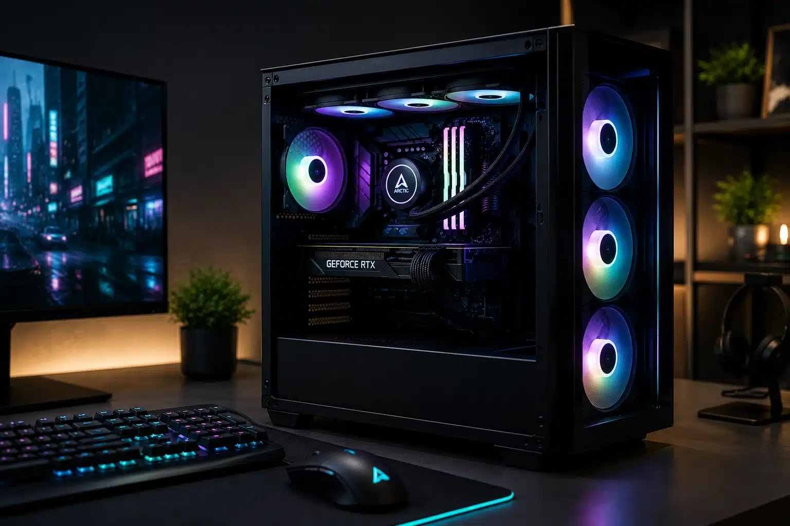 Gaming PC op maat met RGB-verlichting professioneel gebouwd door Computer Service Noord