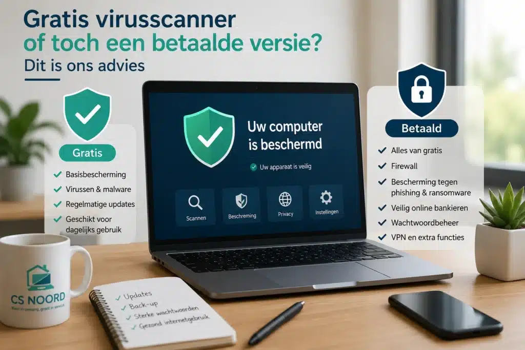Gratis virusscanner of betaalde virusscanner? Computer Service Noord (CS Noord) legt de verschillen uit.